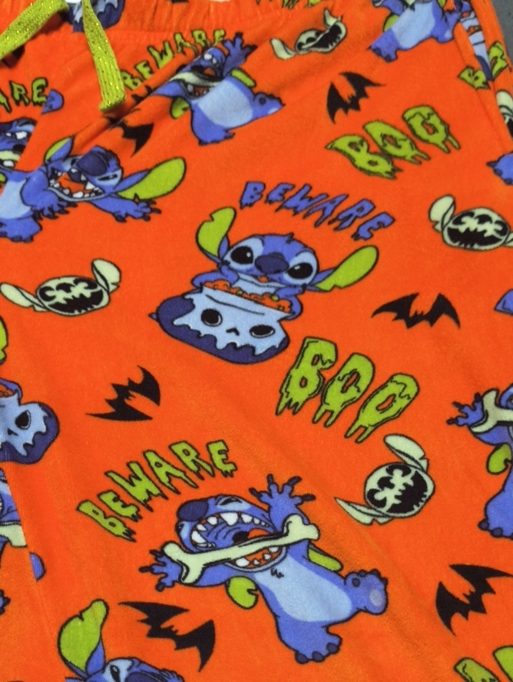 Orange Halloween Stitch Print Womens Pajama Pants Size Large